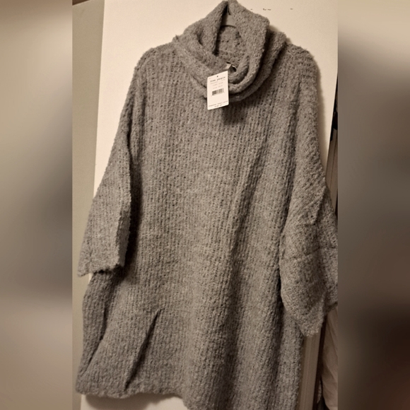 NWT Free People Extreme Cowl Oversized Sweater Dress in Light Blue - Picture 5 of 6